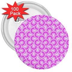 Retro Mirror Pattern Pink 3  Buttons (100 Pack) 