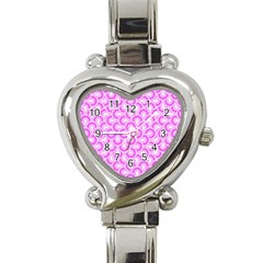 Retro Mirror Pattern Pink Heart Italian Charm Watch