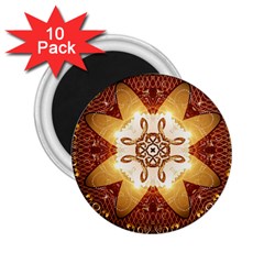 Elegant, Decorative Kaleidoskop In Gold And Red 2 25  Magnets (10 Pack)  by FantasyWorld7