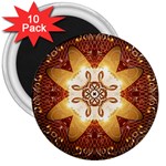 Elegant, Decorative Kaleidoskop In Gold And Red 3  Magnets (10 pack)  Front