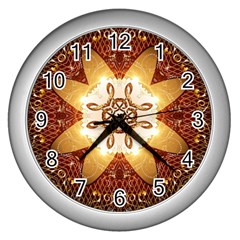 Elegant, Decorative Kaleidoskop In Gold And Red Wall Clocks (silver)  by FantasyWorld7