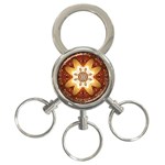 Elegant, Decorative Kaleidoskop In Gold And Red 3-Ring Key Chains Front