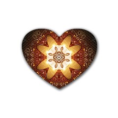 Elegant, Decorative Kaleidoskop In Gold And Red Heart Coaster (4 Pack)  by FantasyWorld7