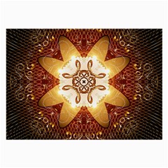 Elegant, Decorative Kaleidoskop In Gold And Red Large Glasses Cloth by FantasyWorld7