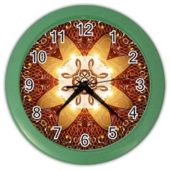 Elegant, Decorative Kaleidoskop In Gold And Red Color Wall Clocks by FantasyWorld7