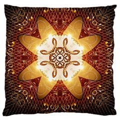 Elegant, Decorative Kaleidoskop In Gold And Red Large Cushion Cases (two Sides)  by FantasyWorld7