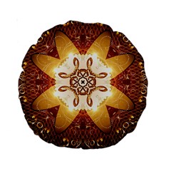 Elegant, Decorative Kaleidoskop In Gold And Red Standard 15  Premium Round Cushions by FantasyWorld7