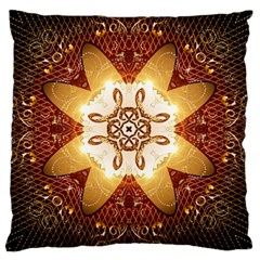 Elegant, Decorative Kaleidoskop In Gold And Red Large Flano Cushion Cases (two Sides)  by FantasyWorld7