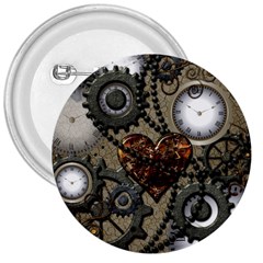 Steampunk With Heart 3  Buttons by FantasyWorld7