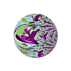 Purple, Green, And Blue Abstract Rubber Round Coaster (4 Pack)  by digitaldivadesigns