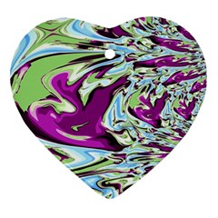 Purple, Green, And Blue Abstract Heart Ornament (2 Sides)