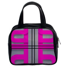 Florescent Pink Grey Abstract  Classic Handbags (2 Sides)