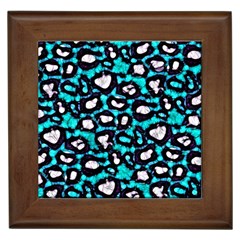 Turquoise Black Cheetah Abstract  Framed Tiles