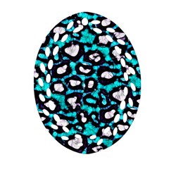 Turquoise Black Cheetah Abstract  Oval Filigree Ornament (2-side) 