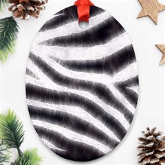 Black&white Zebra Abstract Pattern  Oval Ornament (two Sides)