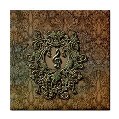 Elegant Clef With Floral Elements On A Background With Damasks Face Towel