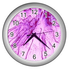 Special Fireworks, Pink Wall Clocks (silver) 