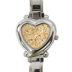 Flower Pattern In Soft  Colors Heart Italian Charm Watch by FantasyWorld7