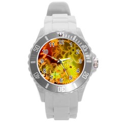 Glowing Colorful Flowers Round Plastic Sport Watch (l)