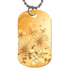 Wonderful Flowers With Butterflies Dog Tag (two Sides)