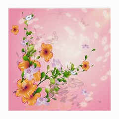 Beautiful Flowers On Soft Pink Background Medium Glasses Cloth (2-side)