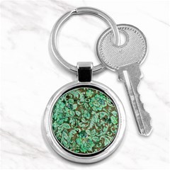 Beautiful Floral Pattern In Green Key Chains (round) 