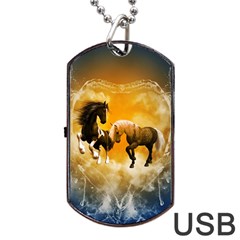 Wonderful Horses Dog Tag Usb Flash (one Side)