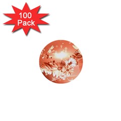 Amazing Flowers With Dragonflies 1  Mini Buttons (100 Pack) 