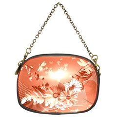 Amazing Flowers With Dragonflies Chain Purses (one Side) 