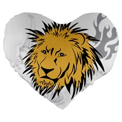 Lion Large 19  Premium Flano Heart Shape Cushions