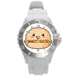 Kawaii Burger Round Plastic Sport Watch (L) Front