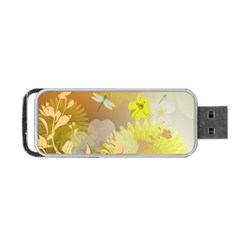 Beautiful Yellow Flowers With Dragonflies Portable Usb Flash (two Sides)