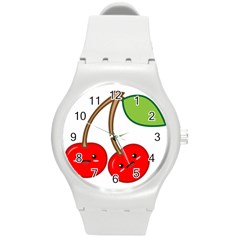 Kawaii Cherry Round Plastic Sport Watch (m)