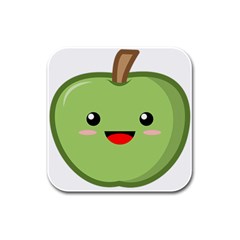 Kawaii Green Apple Rubber Square Coaster (4 Pack)  by KawaiiKawaii