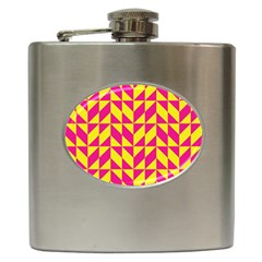 Pink And Yellow Shapes Pattern Hip Flask (6 Oz)