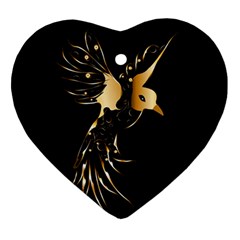 Beautiful Bird In Gold And Black Heart Ornament (2 Sides)