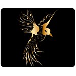 Beautiful Bird In Gold And Black Fleece Blanket (Medium)  60 x50  Blanket Front