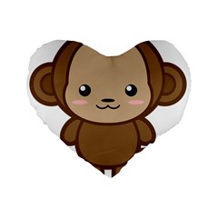 Kawaii Monkey Standard 16  Premium Heart Shape Cushions