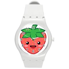 Kawaii Strawberry Round Plastic Sport Watch (m)