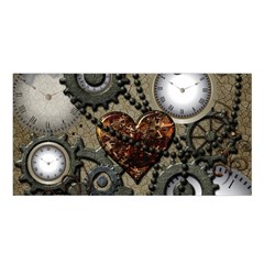 Steampunk With Clocks And Gears And Heart Satin Shawl