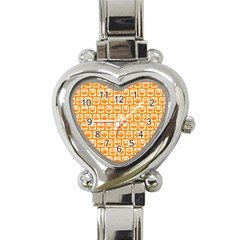 Yellow And White Owl Pattern Heart Italian Charm Watch by GardenOfOphir