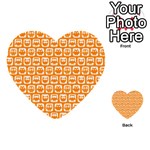 Yellow And White Owl Pattern Multi-purpose Cards (Heart)  Front 51