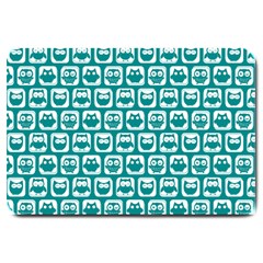 Teal And White Owl Pattern Large Doormat 