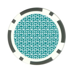 Teal And White Owl Pattern Poker Chip Card Guards (10 Pack) 