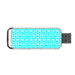 Aqua Turquoise And White Owl Pattern Portable Usb Flash (two Sides)