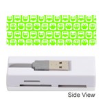 Lime Green And White Owl Pattern Memory Card Reader (Stick)  Front