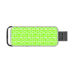 Lime Green And White Owl Pattern Portable Usb Flash (two Sides) by GardenOfOphir