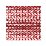 Red And White Owl Pattern Small Satin Scarf (Square) 