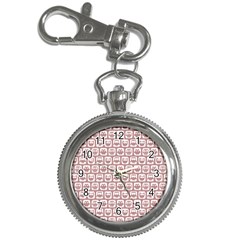 Light Pink And White Owl Pattern Key Chain Watches by GardenOfOphir