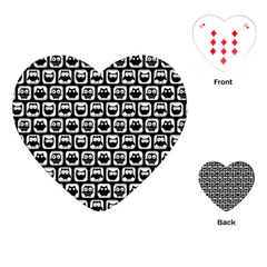 Black And White Owl Pattern Playing Cards (heart)  by GardenOfOphir